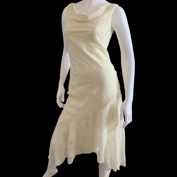 PROM DRESS B Darlin Cream Sparkly Sleeveless Asymmetrical Dress size 7/8 - Picture 6 of 16